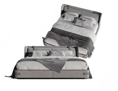 现代双人床3D模型下载